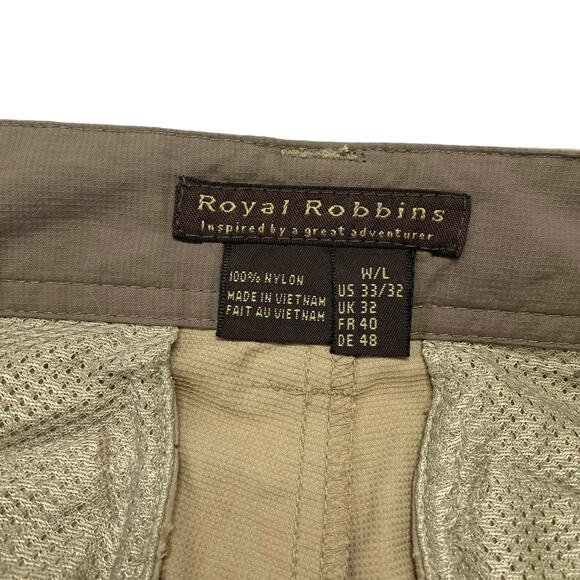 ROYAL ROBBINS Tan Flat Front Hiking Outdoor Straight Leg Pants Size 33x32 Mens - Picture 5 of 9